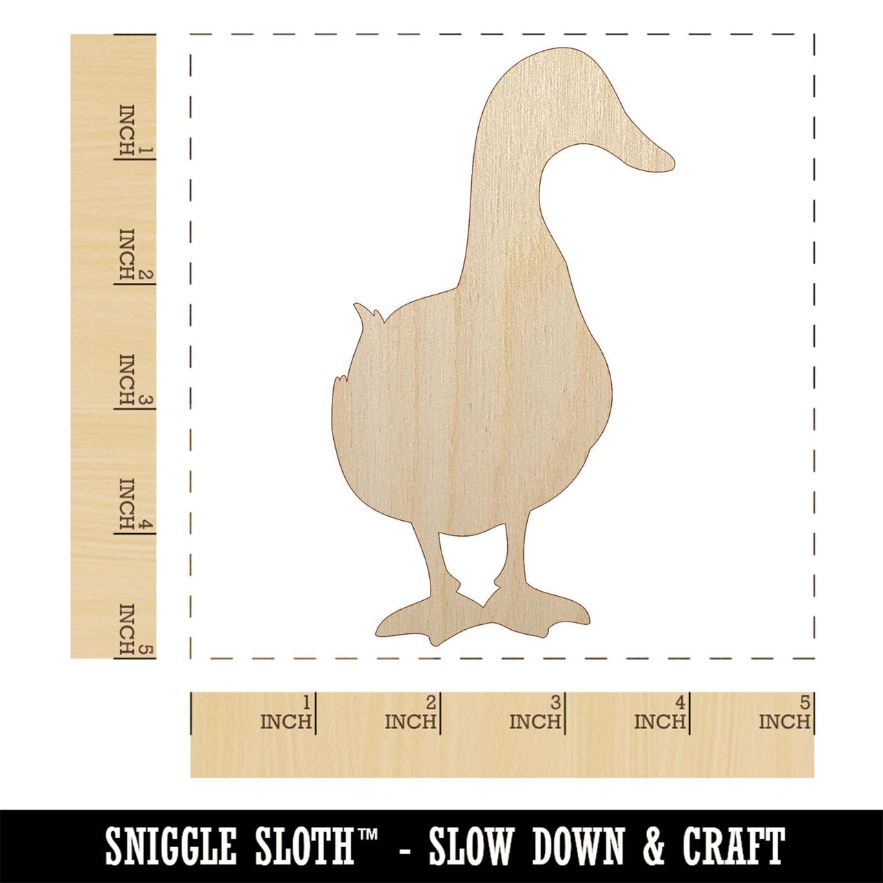 Duck From the Front Silhouette Unfinished Wood Shape Piece Cutout for DIY Craft Projects